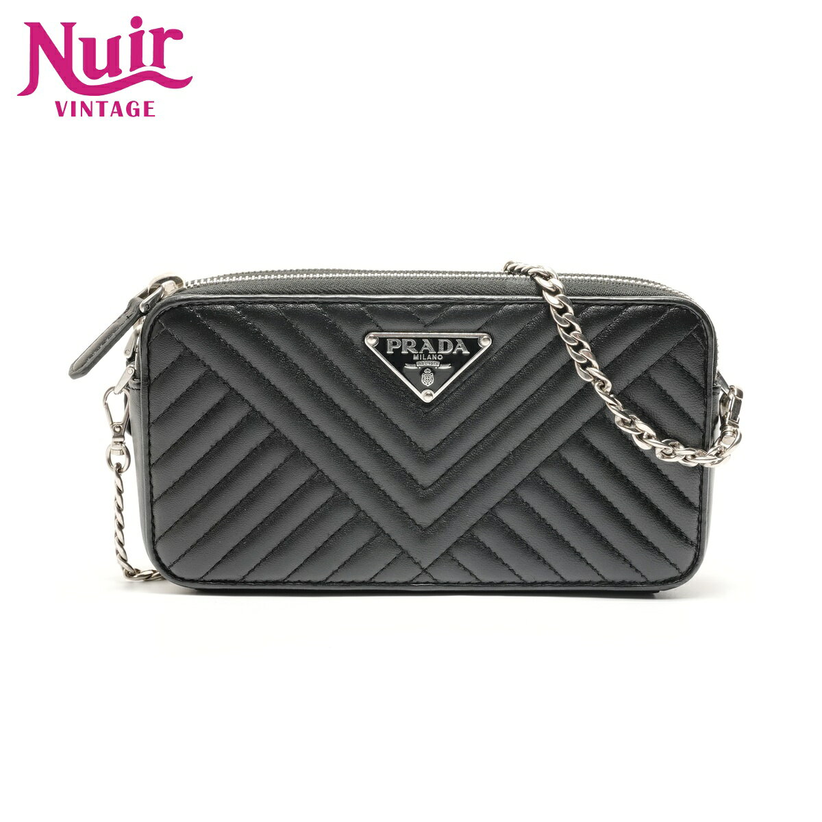樂天商城 - 【ポイント最大49倍!! 全商品10%OFF! 5/16 1:59まで】プラダPRADAチェーンウォレット キルティングショルダーバッグブラックWS28876【中古】