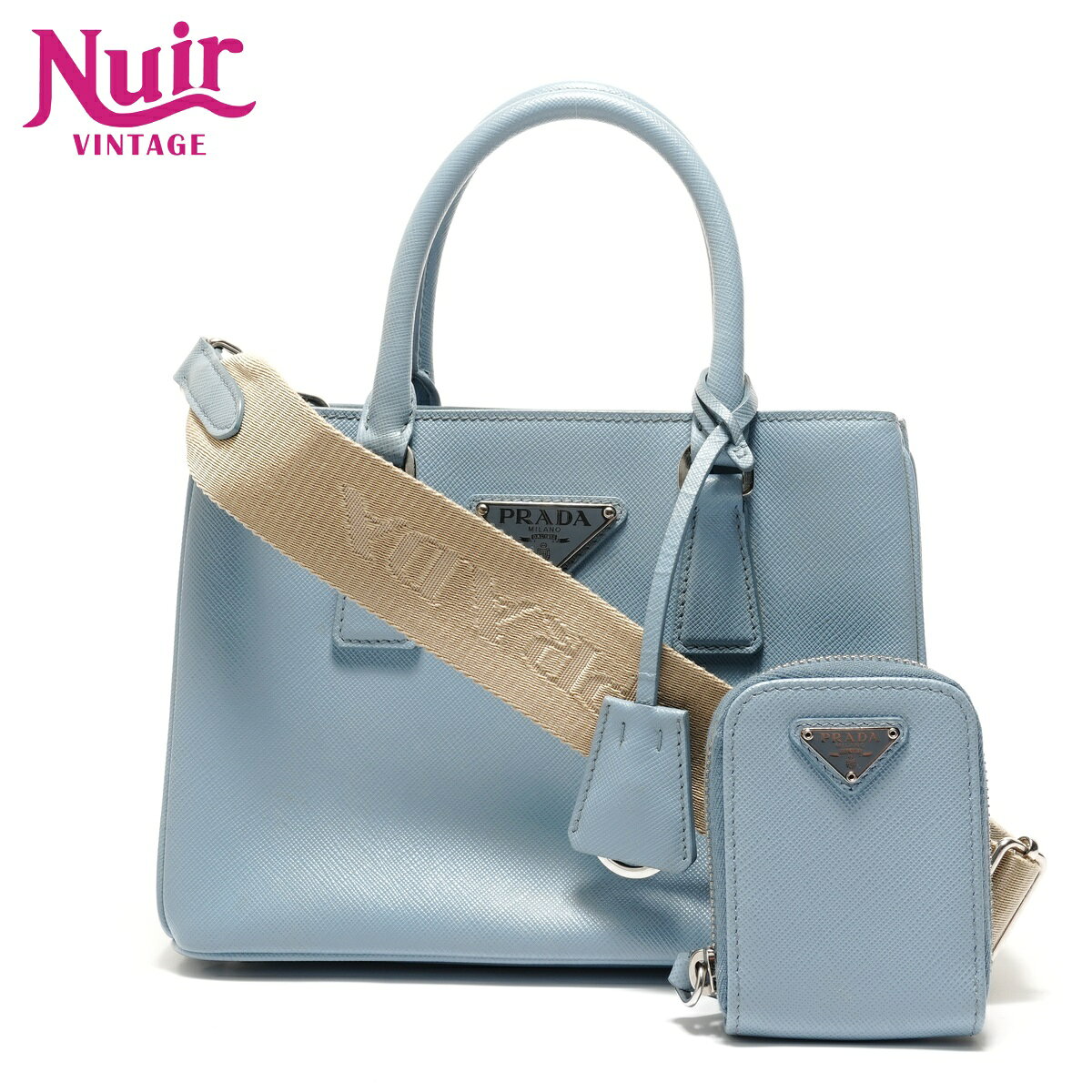 樂天商城 - 【ポイント最大49倍!! 全商品10%OFF! 5/16 1:59まで】プラダPRADA2WAY サフィアーノ レザー ポーチ付きショルダーバッグブルーWS28882【中古】