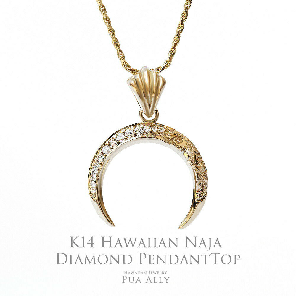 【K14 Naja(ナジャ) ダイヤモンド ペンダントトップ 】チェーン別売り ハワイアンジュエリー Puaally プアアリ レディース メンズ ペア 月 三日月 クレッセント ムーン ルナ インディアン ボヘミアン 14金 イエロー ゴールド プレゼント 記念日 女性 Diamond