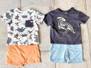 【Tommy Bahama】トミーバハマ キッズ Tシャツ ショートパンツ セットアップ 2組セット 恐竜柄 9〜12か月 ネイビー オレンジ ブルー ホワイト ベビー 赤ちゃん ボーイズ 男の子 男子 ダイナソー 普段着 パンツ 孫 子ども ギフト プレゼント 誕生日 コットン ポリエステル