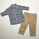 【SALE】Carter's カーターズ 男の子 コットン100% 12ヶ月 1歳 12M おしゃれ 2点セット 上下セット チェックシャツ ベージュ パンツ ...
