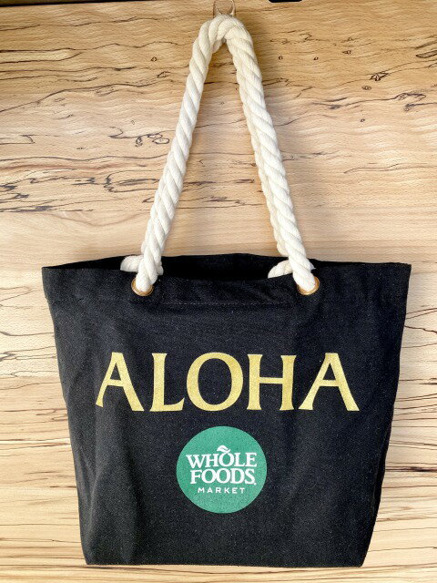 【送料無料】【WHOLE FOODS MARKET】 ALOHA ホールフーズ エコバッグ ブルー植物 オーガニックコットン マチありトートバッグHAWAII ハワイ大きめ【 PUNA NONI】【KOBE三宮 PuaHawaii】