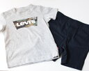 リーバイス ペアTシャツ 【Levi's】 2歳 3歳 2点セット 上下セット 男の子 トップス 半袖 半ズボン Tシャツ リーバイス キッズ プレゼント ロゴ入り 迷彩柄 黒 グレー カモフラ柄 並行輸入 シンプル コットン ポリエステル