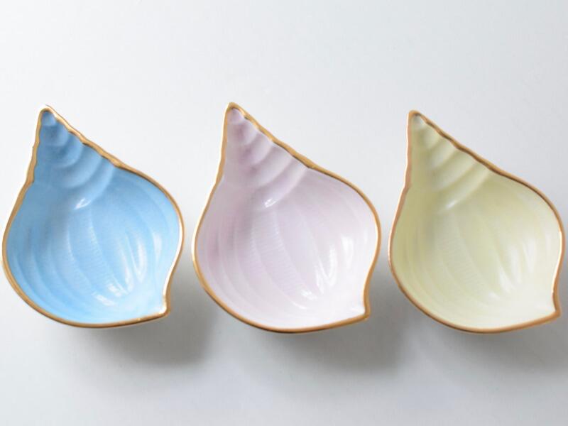 [Shell] シェル ハワイアン 食器 3種類 ブルー ピンク イエロー 小物入れ 小皿 小鉢 ハワイ 南国 おし..