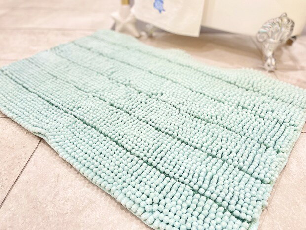 【送料無料】【バスマット】 マット MEDIUM ブルー 水色 アイスブルー ボーダー キッチン バス ふかふ..