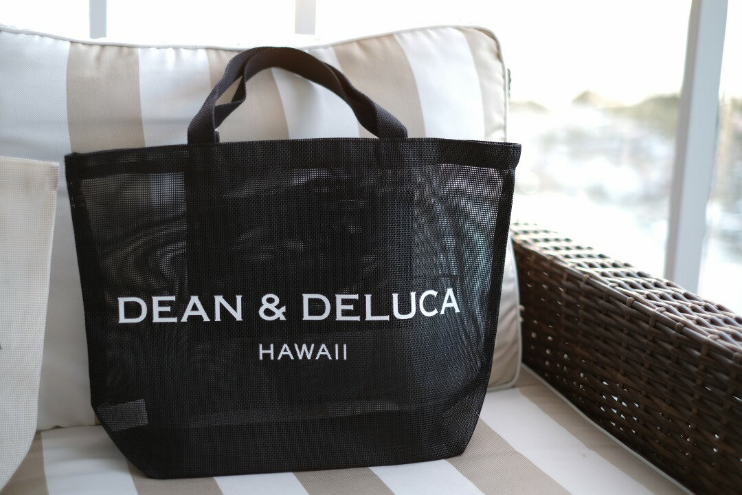 【送料無料】DEAN&DELUCA HAWAII ディーン＆デルーカ リッツカールトン限定 メッシュ Mサイズ LARGE ブラック エコバック ビーチバック 【ハワイ限定】【正規品】のサムネイル