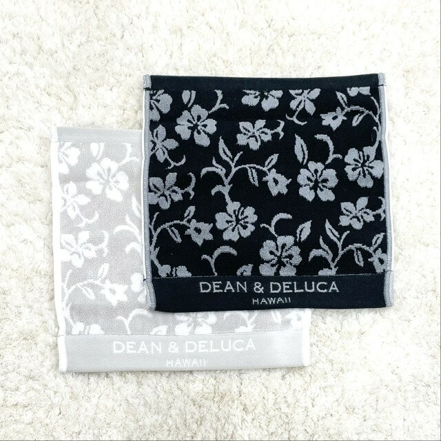 楽天Pua Hawaii【DEAN&DELUCA】【正規品】ディーン＆デルーカ ハワイ限定 ハイビスカス ハンドタオル ハンカチ パイルハンカチ HAWAII ディーンアンドデルーカ ブラック グレー ホワイト ライトグレー コットン100％ ハワイアン雑貨 キッチン雑貨 贈り物 プチギフト ギフト プレゼント 退職