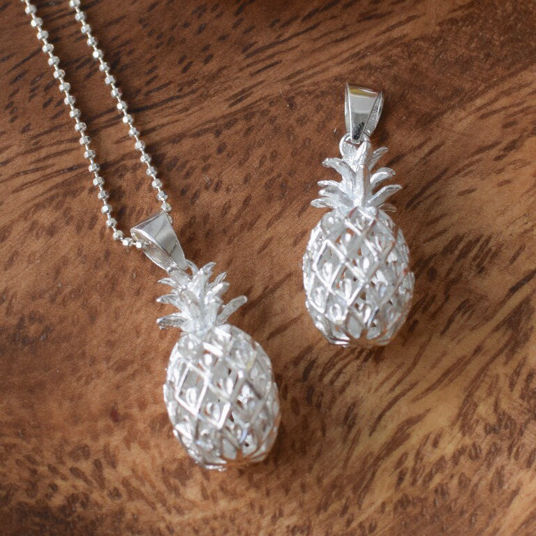 【jewelry】 ハワイ ハワイアン ネックレストップ バラ売り ペンダント プレゼント ギフト 【パイナップル】 小さめ 富 財 繁栄 シルバー925 【ハ...