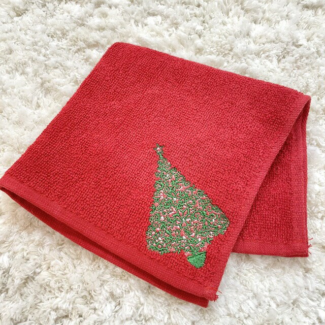 【Pua Hawaiiオリジナル】ハンドタオル レッド クリスマス 刺繍 ゴールド グリーン タオル 日本製 コットン100% クリスマス HAWAII プチギフト ギフト プレゼント 誕生日 母の日 タオルギフト 引っ越し 退職 挨拶 粗品 ko