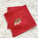 【Pua Hawaiiオリジナル】ハンドタオル レッド クリスマス ヒイラギ 刺繍 ゴールド グリーン タオル 日本製 コットン100％ クリスマス HAWAII プチギフト ギフト プレゼント 誕生日 母の日 タオルギフト 引っ越し 退職 挨拶 粗品 ko