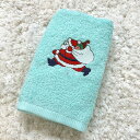 【SALE】【Pua Hawaiiオリジナル】クリスマス サンタクロース 刺繍 フェイスタオル タオル 日本製 コットン100% ブルー 青 レッド 赤 グリー...