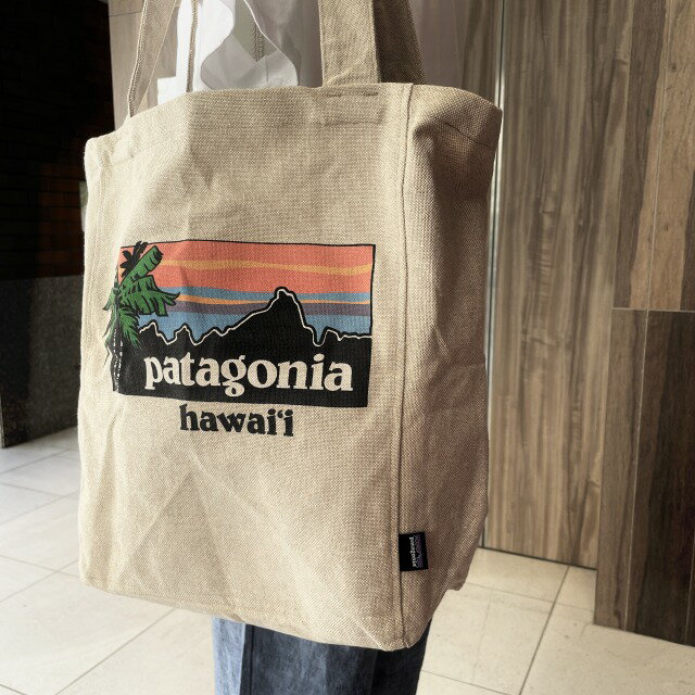【送料無料】【Patagonia】ハワイ限定 希少 Pataloha Honolulu トート バッグ ベージュ ヤシの木 夕日 リサイクル コットン パタゴニア ホノルル HONOLULU ハワイ HAWAII ギフト プレゼント インポート kuのサムネイル