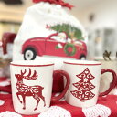 【BICO】【HOLLYJOLLY】 【マグカップ】 クリスマス ホワイト レッド トナカイ ツリー セラミック ハワイ 海外品 インポート 輸入雑貨 キッチン インテリア プレゼント ギフト クリスマス パーティー 冬 mu