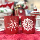 【BICO】【HOLLYJOLLY】 【マグカップ】 クリスマス レッド ホワイト 雪 結晶 SNOWFLAKE セラミック ハワイ 海外品 インポート 輸入雑貨 キッチン インテリア プレゼント ギフト クリスマス パーティー 冬 mu