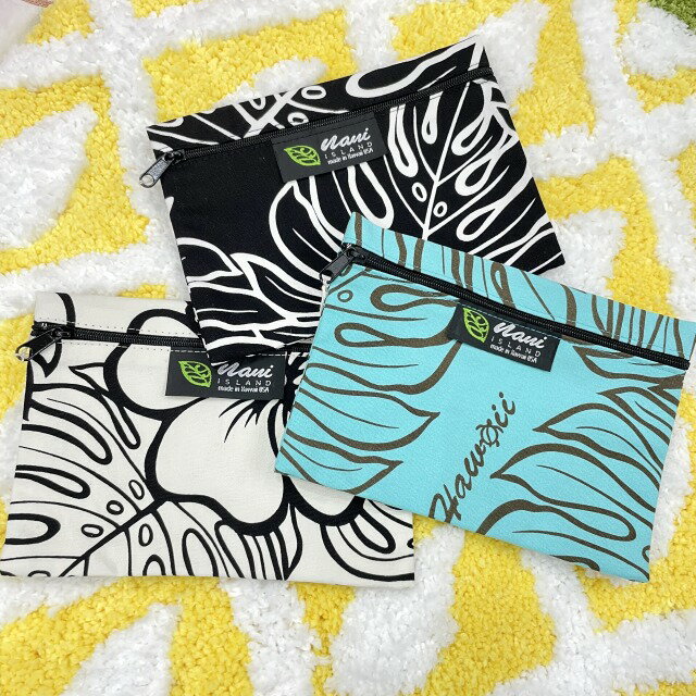 【Nani iSLAND】ポーチ 化粧ポーチ マチなし ハワイアン モンステラ ハワイアン柄 HAWAII ALOHA アロハ ハワイ プチギフト プレゼント ko