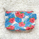 【HAWAII Collection】ポーチ 化粧ポーチ 小物入れ エコバッグ ハイビスカス パイナップル ハワイ ショッピング エコ 使いやすい ハワイアン雑貨 海外雑貨 プレゼント マチあり チャック ファスナー カジュアル 波 ベージュ ピンク ブルー グリーン 軽い y