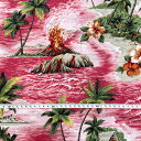 【ハワイ直輸入】【ハワイアンプリント】ハンドメイド生地 ハワイアンプリント カット生地 薄手 約114cm×0.5yd ピンク グリーン 緑 ヤシの木 パイナッ...