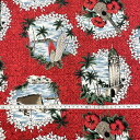 【ハワイ直輸入】【ハワイアンプリント】ハンドメイド生地 ハワイアン柄 カット生地 薄手 約113cm×0.5yd レッド 赤 ウクレレ ハイビスカス ハワイアン...