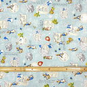 【PETER RABBIT】 【ピーターラビット】 【綿麻キャンバス生地】 Fruit & Veg 90cmカット 110cm ブルー 生地 ファブリック 手芸...