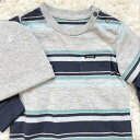 【VOLCOM】ベビー ロンパース 帽子 2点セット 18M 18ヶ月 長袖 ボタン グレー ネイビー ブルー ボーイ 男の子 重ね着風 カジュアル スポーティー 海外輸入 海外ブランド 輸入品 ハワイ プレゼント ko