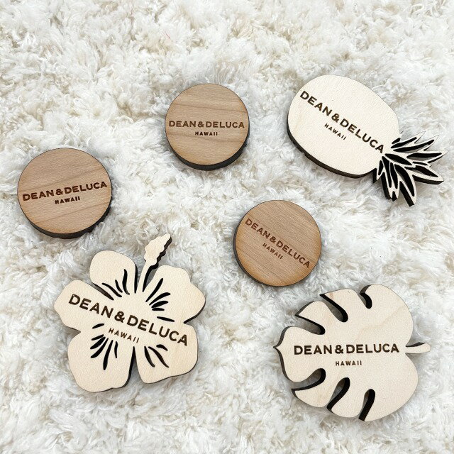 【DEAN&DELUCA HAWAII】ディーン＆デルーカ ハワイ ハワイ限定 マグネット 2個セット 新作 パイナップル ハイビスカス モンステラ ロゴ 木製 お土産 プレゼント ステーショナリー 小物 インテリア ko