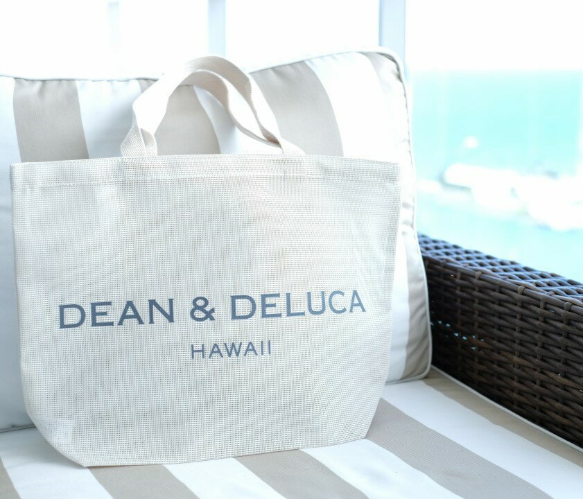 【送料無料】【ハワイ限定】 【DEAN&DELUCA HAWAII】 ディーン＆デルーカ メッシュ Lサイズ LARGE ラージ ホワイト エコバック ビーチバック アウトドア 海外 海外輸入 雑貨【正規品】