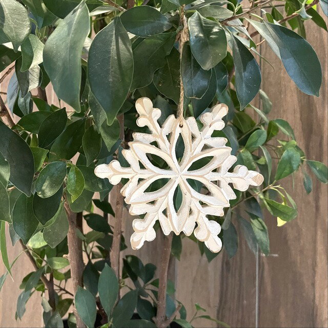 【クリスマスオーナメント】木製 クリスマス オーナメント 雪の結晶 飾り 装飾 インテリア 冬 ハワイ 海外品 海外輸入 インポート プレゼント ko