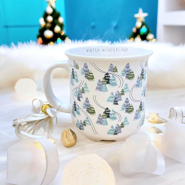 【HOLLY&JOY】 大容量 マグカップ ホワイト ブルー グリーン クリスマスツリー クリスマスデザイン ギフト プレゼント 贈り物 キッチン インテリア 海外輸入 海外品 ko