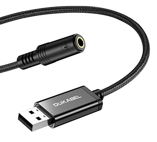 DuKabel USB オーディオ 変換アダプタ USBポート-4極（TRRS）3.5mmミニジャック変換ケーブル USB外付け サウンドカード オーディオイ
