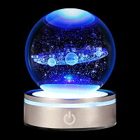 3D 宇宙 水晶玉 太陽系 模型 LEDライト 多色変更 かわいい 置物 おしゃれ 癒し グ...