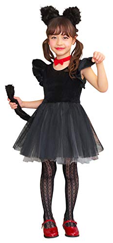 [クリアストーン] コスプレ ハロウィン 衣装 プティシャノワール キッズ 黒猫 猫 ねこ キッズ 140cm ブラック 衣装 仮装 コスチュー