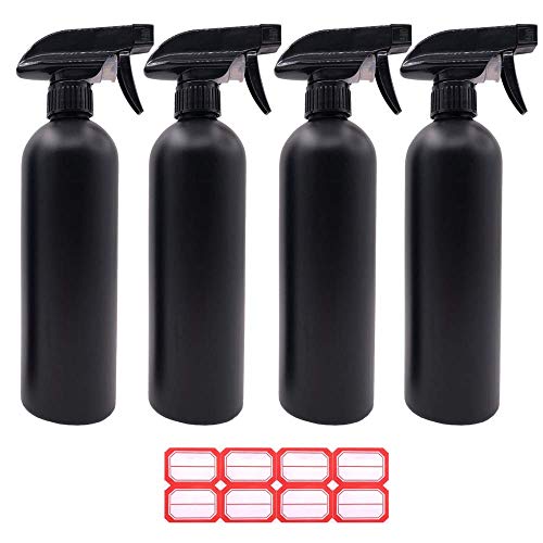 スプレーボトル 噴霧器 500ml 4個セット アルコール HDPE【新型コロナウイルス対策】 除菌 黒 遮光 小分けボトル 液体詰替用ボトル