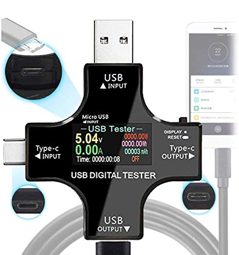 楽天ぷあぷあショップUSB CメーターテスターType-C USBマルチメーターテスター 現在の電力容量 AMP電圧充電器負荷 インピーダンス PDデジタル温度テスター