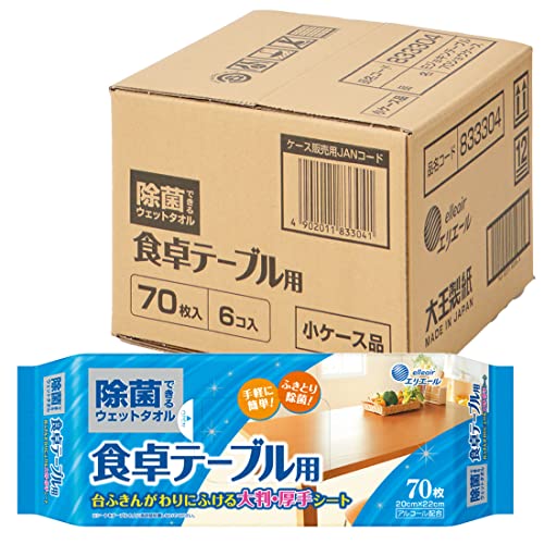 エリエール ウエットティシュー 除菌 食卓テーブル用 アルコールタイプ 420枚(70枚×6パック) 【ハーフケース】