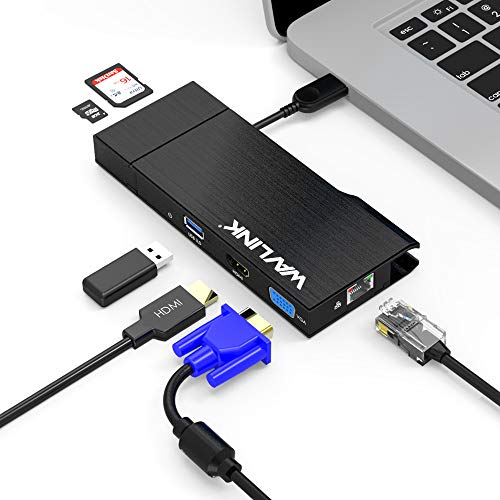 WAVLINK USB3.0フルHDミニドッキングステーション USB 3.0-VGA/HDMI マルチディスプレイアダプタ USB 3..