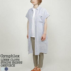 WtbNX Gymphlex lNXXgCvVcs[X LINEN CLOTH STRIPE SHIRTS ONEPIECE J-1098LNP GY-B0243LNP fB[X Rrj\  a* 