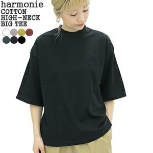 【クーポンで20 OFF】アルモニ/harmonie 天竺ハイネックビッグTシャツ 無地Tシャツ 大きめ ビッグシルエット オーガニックコットン 綿 カットソー 5分袖 半袖 日本製 COTTON HIGH-NECK BIG TEE 82340670 レディース【コンビニ受取可能】【1点のみメール便可能】