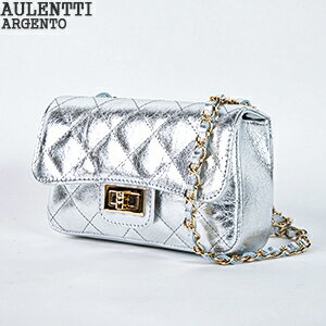 【クーポンで20%OFF】オウレンティ/AULENTTI アルジェント シルバーキルティングチェーンショルダーバッグ ハンドバッグ ミニバッグ メタリック レザー イタリア製 ARGENTO DI-2952-3-SL【コンビニ受取可能】のサムネイル