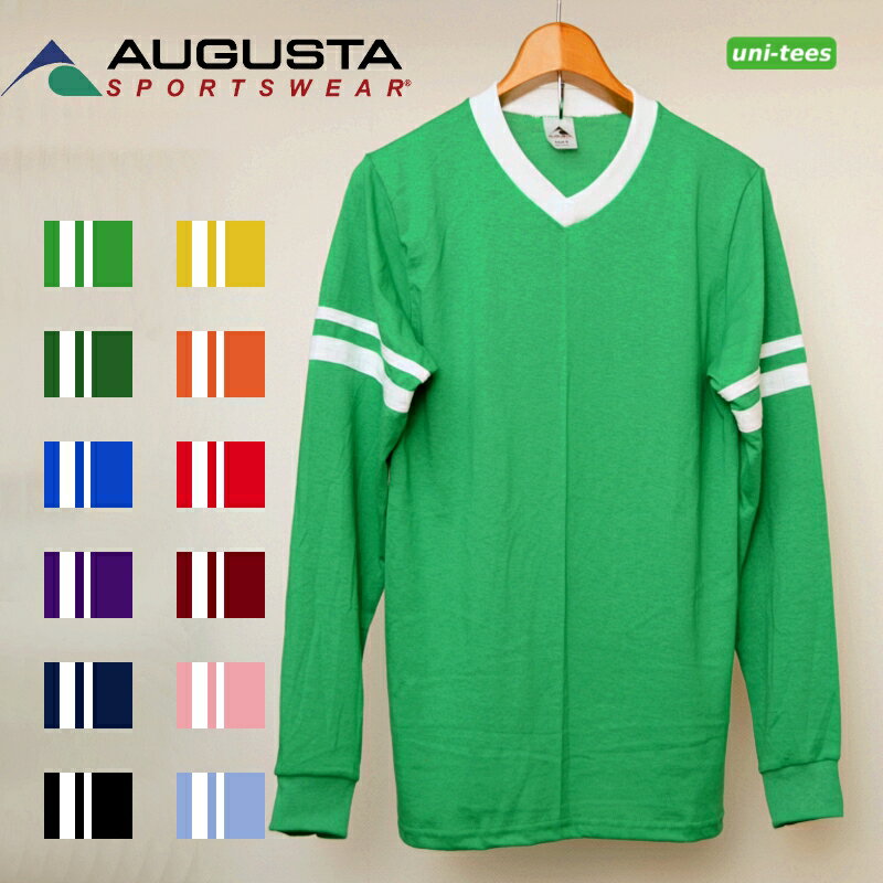 長袖Vネック フットボールTシャツ 無地 AUGUSTA SPORTSWEAR 372