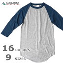 ラグラン七分袖ベースボールTシャツ 無地 7分袖 AUGUSTA SPORTSWEAR［4420］メンズ レディース ユニセックス