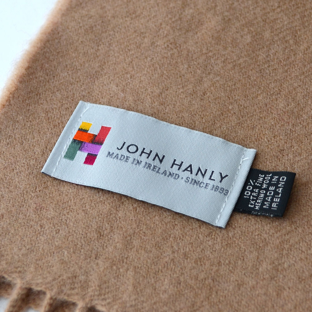 JOHN HANLY エクストラ ファイン メリノウール マフラー 無地[A-1.キャメル無地]メンズ レディース ユニセックス 男女兼用 プレゼントに 宅配便送料無料