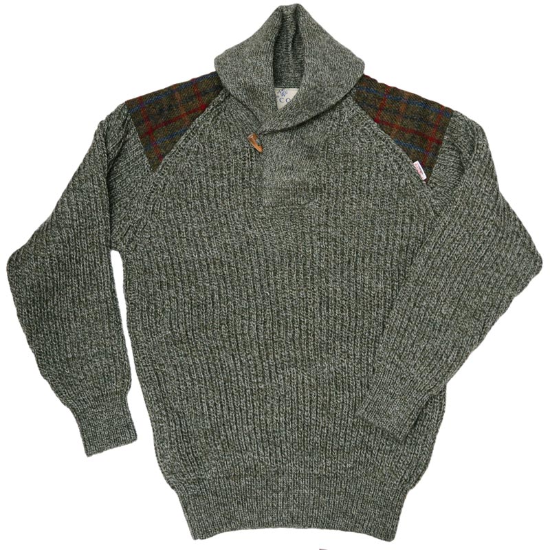ハリスツイード/Harris Tweed ローゲージ ショールカラーセーター イギリス製 パークレインジャーセーター ウール セーター アウトドア セーター