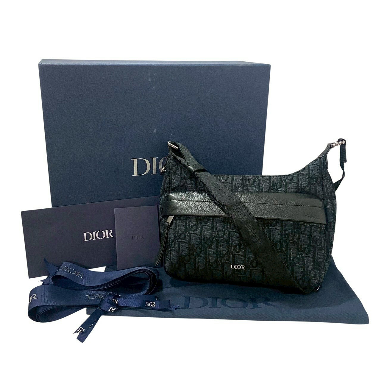 Rakuten - 【中古】Dior ディオール ライダー ソフト ホーボーバッグ スモール オブリーク ジャカード ブラック 黒 ショルダーバッグ メッセンジャーバッグ Christian Dior クリスチャンディオール