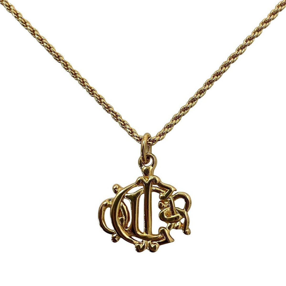 Rakuten - 【中古】Dior ディオール 旧ロゴ エンブレム ネックレス ゴールド 金 カラー Christian Dior クリスチャンディオール