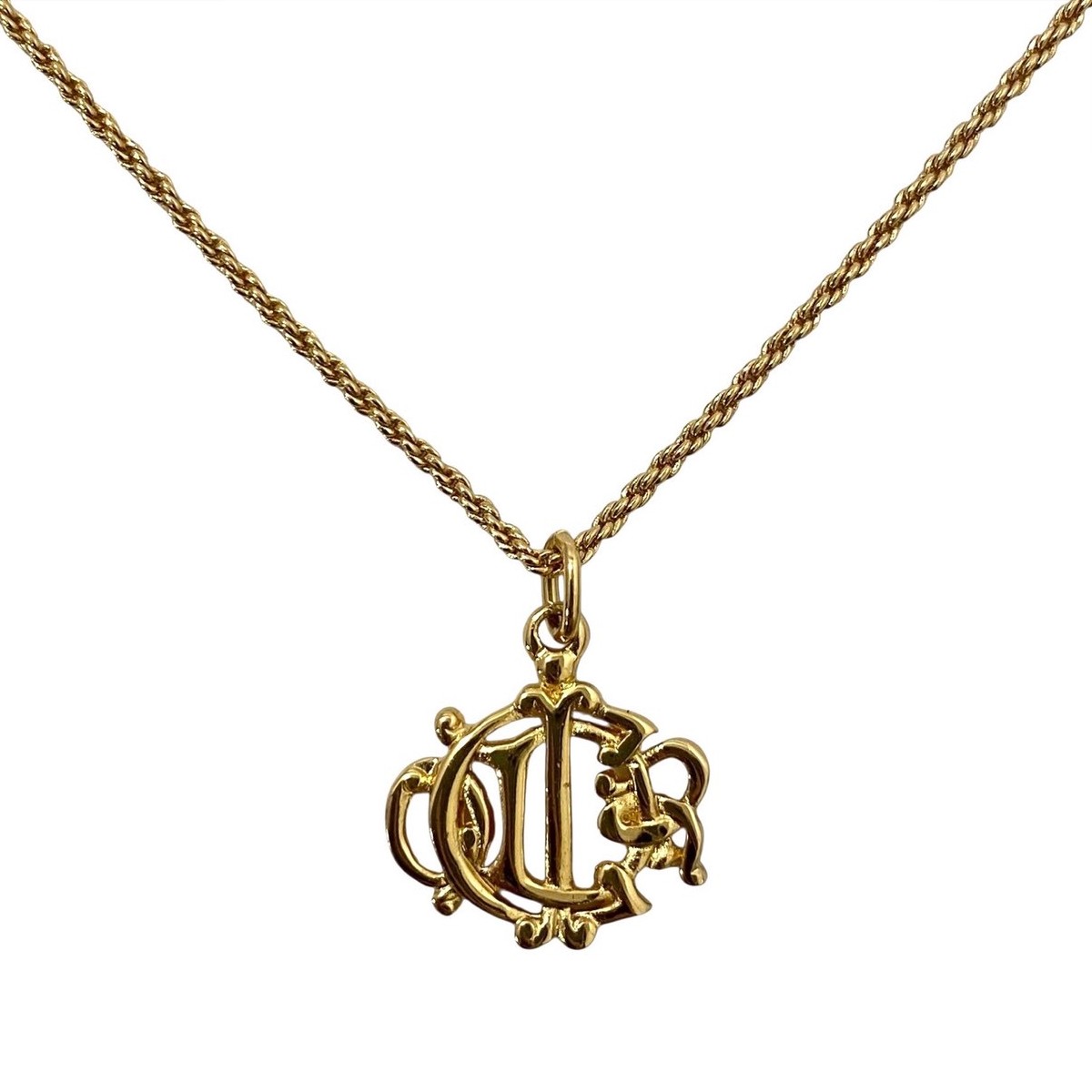 Rakuten - 【中古】Dior ディオール 旧ロゴ エンブレム ネックレス ゴールド 金 カラー Christian Dior クリスチャンディオール