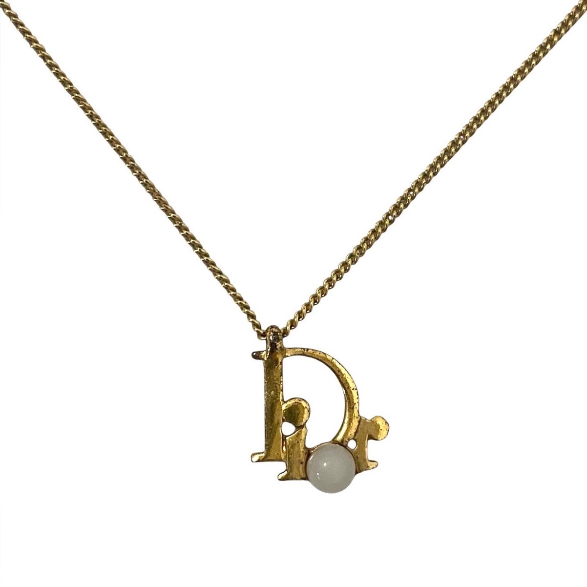 Rakuten - 【中古】Dior ディオール ロゴ ネックレス ゴールド 金カラー Christian Dior クリスチャンディオール
