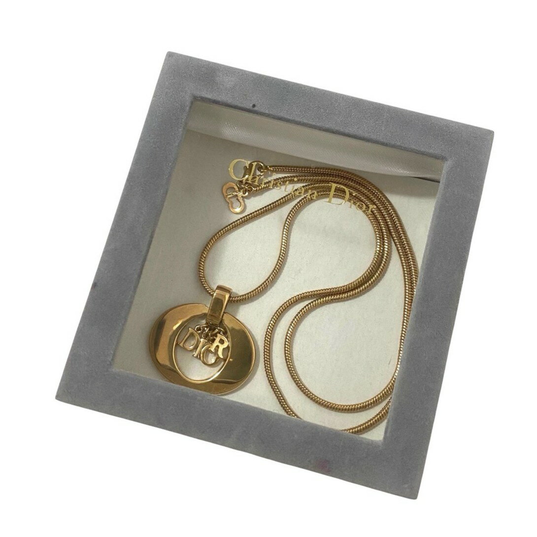 Rakuten - 【中古】Dior ディオール ロゴ チャーム ネックレス ゴールド 金カラー オーバルサークル Christian Dior クリスチャンディオール