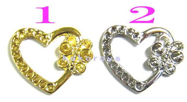 メタルオープンハートバタフライ　（ストーン付）　☆クリックポストOK☆