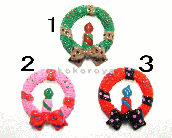 【10円均一】クリスマスデコ　リース　1個　（27mm×24mm）