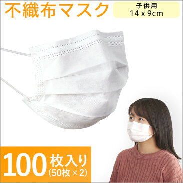 マスク 100枚 （50枚×2） 子供用 送料無料 【5月下旬以降入荷分】 ウィルス対策 3層構造 マスク ノーズワイヤー付き 使い捨てマスク 白色 ウイルス 防塵 花粉 飛沫感染 対策 インフルエンザ 風邪 不織布